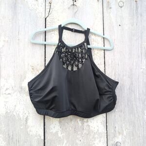 Swim By Cacique Plus Size Swim Top Built In Bra Black Size 26